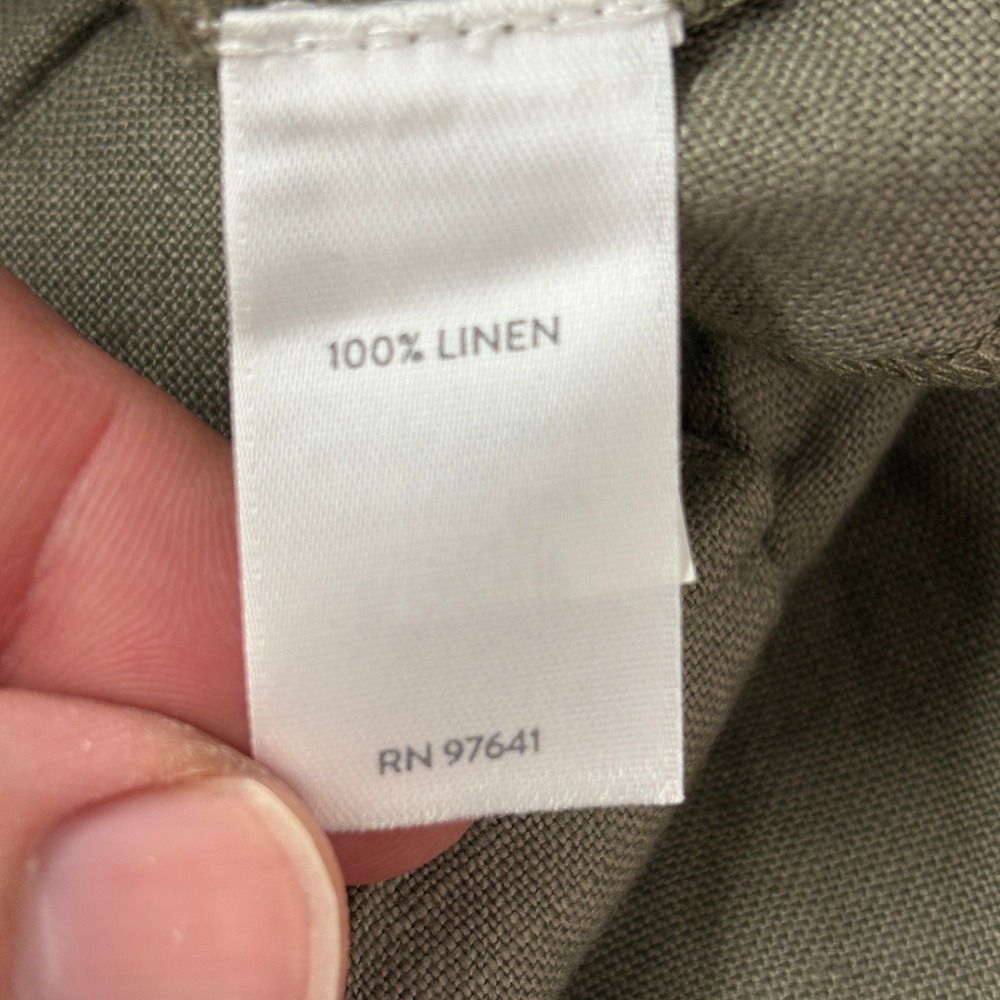 Pure Jill Womens Pants L Brown Garment Dyed 100% Linen Cropped Button Tab Hem - Picture 7 of 13